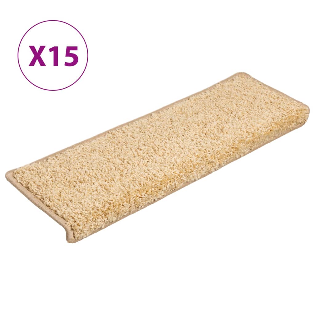 Trappematter 15 stk 65x21x4 cm kremfarget rektangulær kant