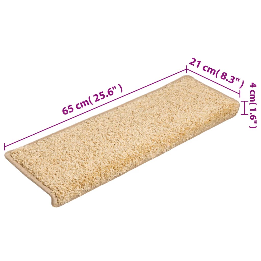 Trappematter 15 stk 65x21x4 cm kremfarget rektangulær kant