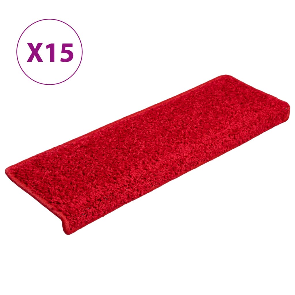 Trappematter 15 stk 65x21x4 cm rød rektangulær kant