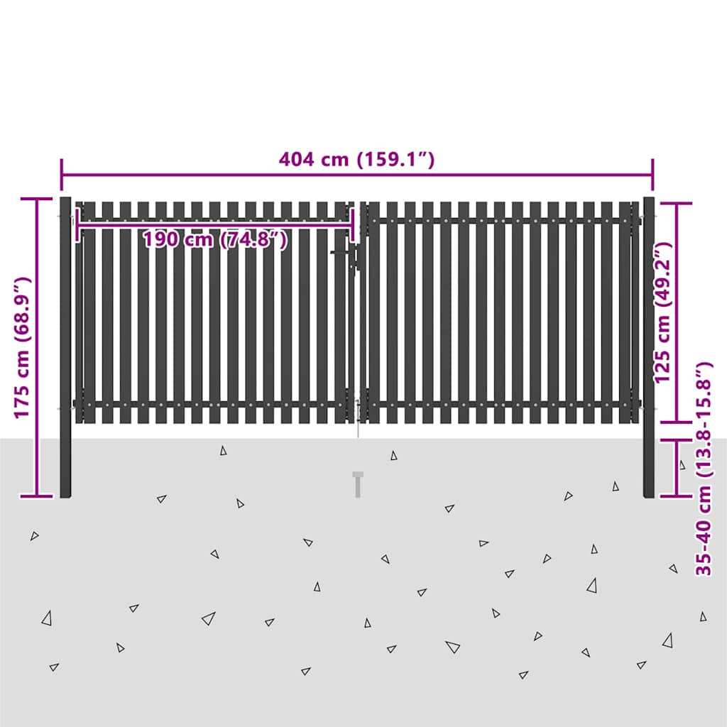 Hagegjerde stål 400x125 cm antrasitt