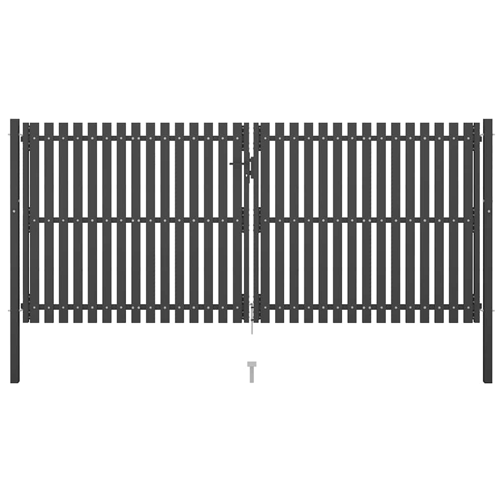 Hagegjerdeport stål 400x150 cm antrasitt