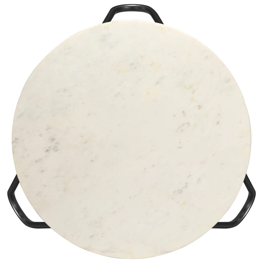 Salongbord hvit 65x65x42 cm ekte stein med marmorstruktur