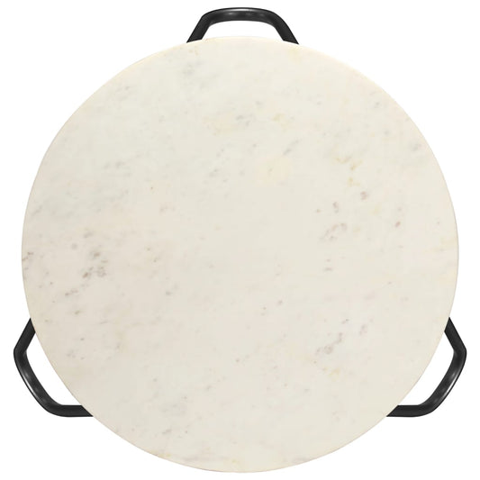 Salongbord hvit 65x65x42 cm ekte stein med marmorstruktur