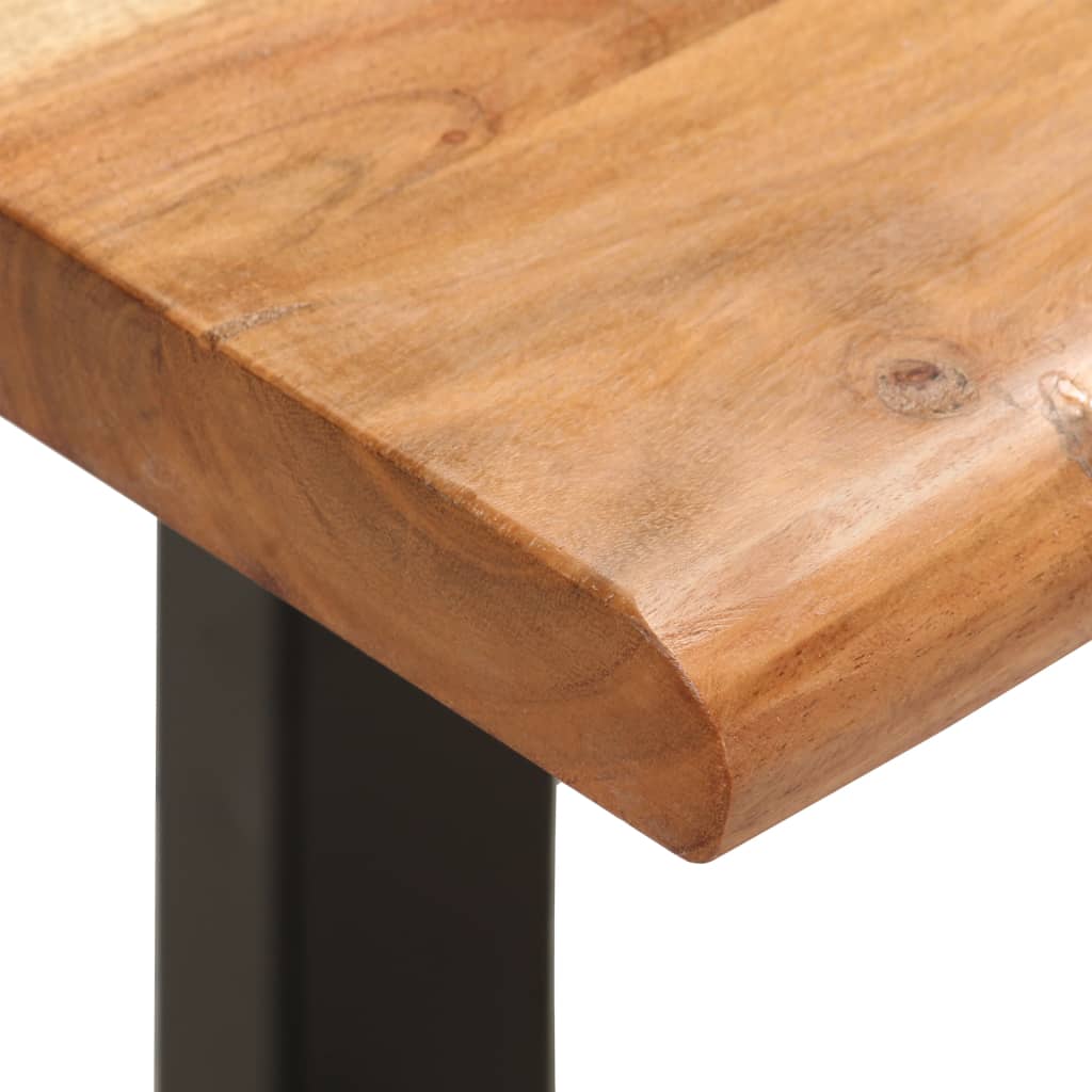 Benk med naturlig kant 110 cm heltre akasie og stål