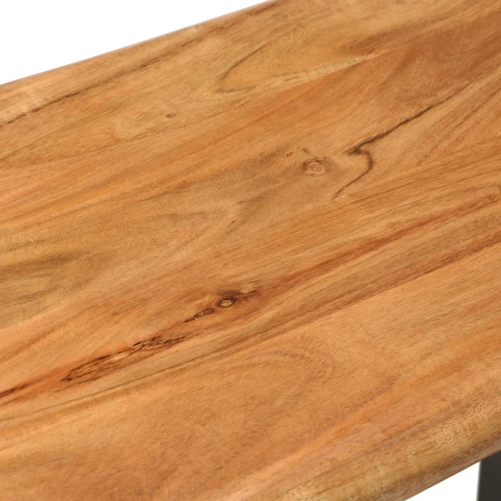 Benk med naturlig kant 110 cm heltre akasie og stål