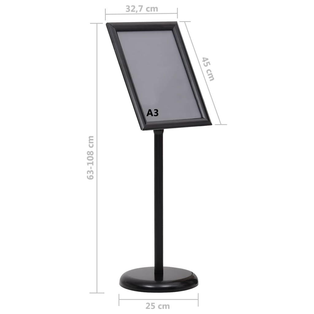 Plakatstativ A3 svart aluminiumslegering