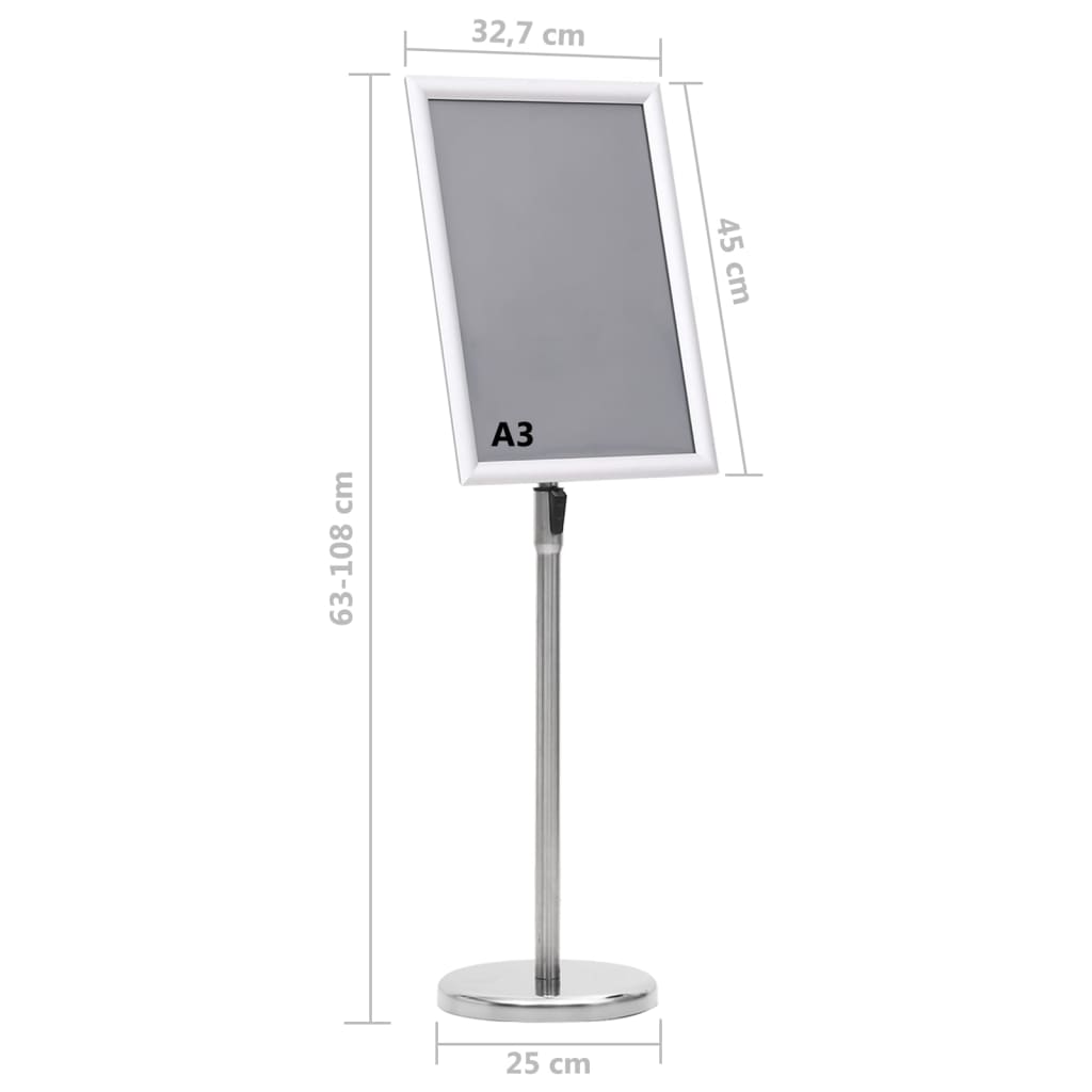 Plakatstativ A3 sølv aluminiumslegering