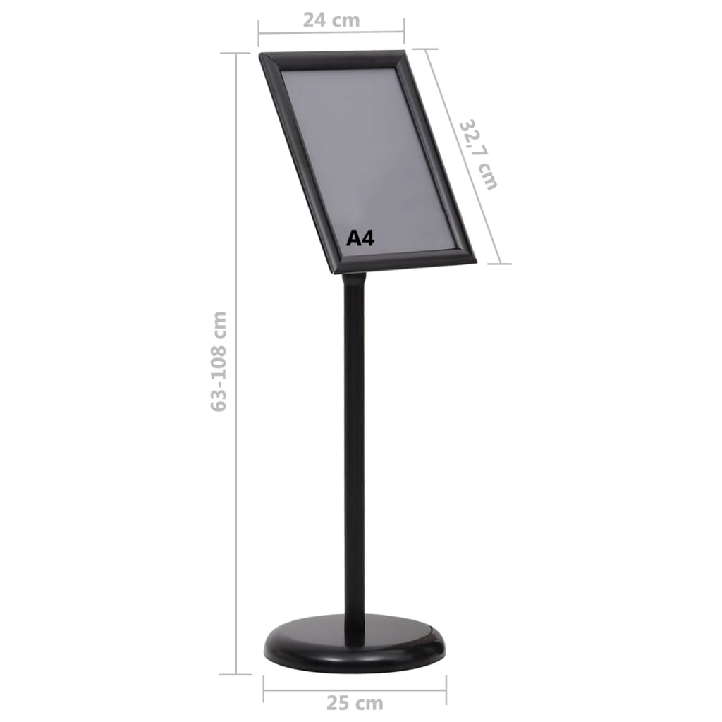 Plakatstativ A4 svart aluminiumslegering