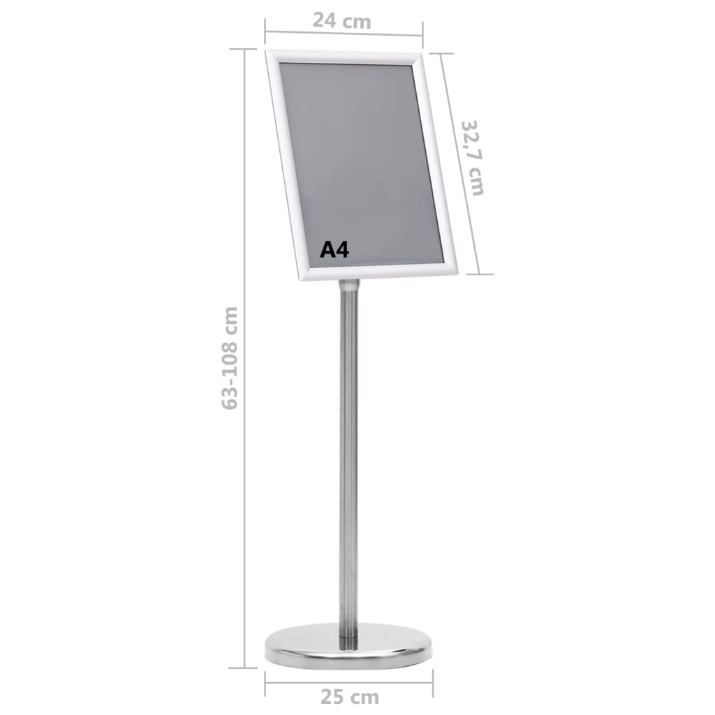 Plakatstativ A4 sølv aluminiumslegering