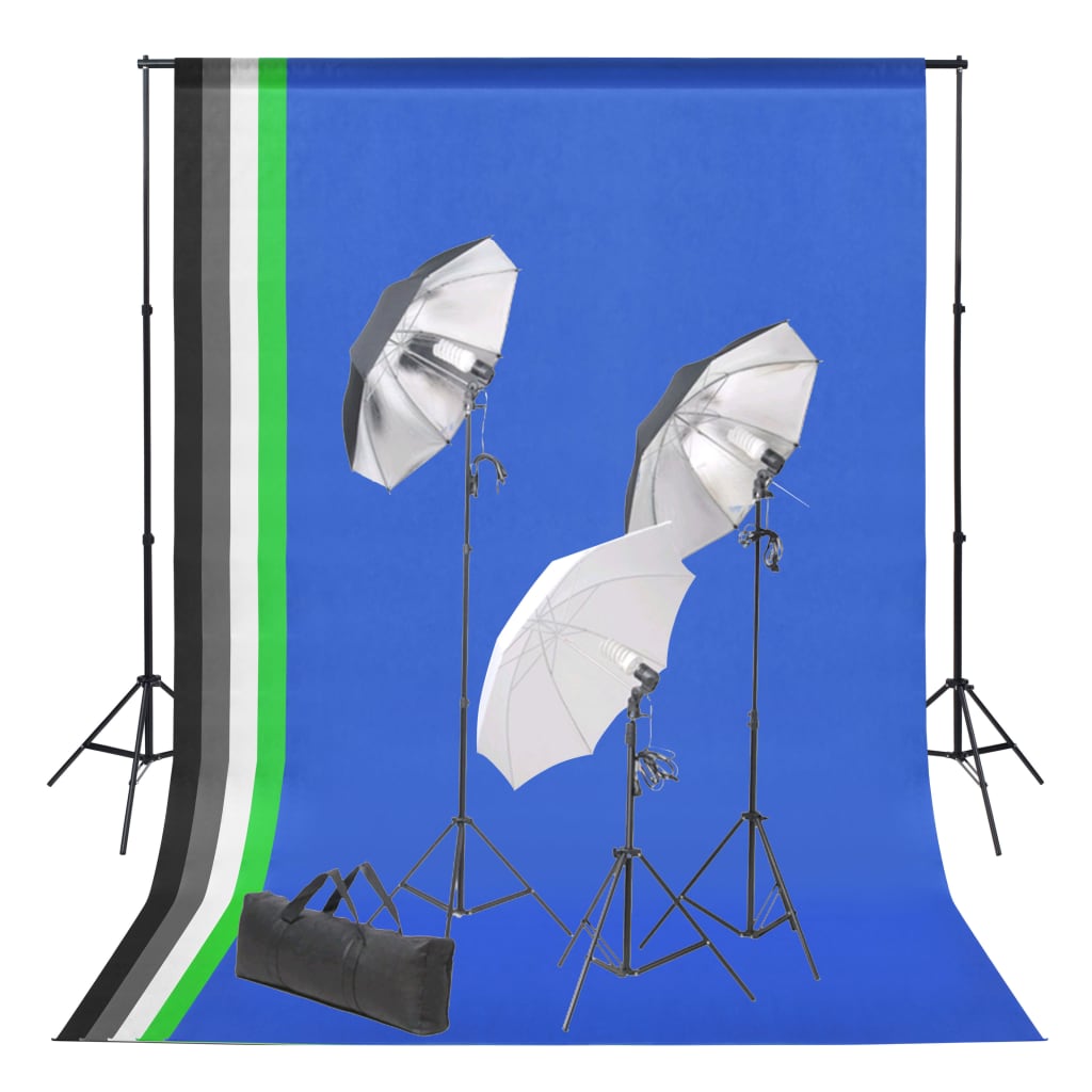 Fotostudiosett med bakgrunn og lyssett