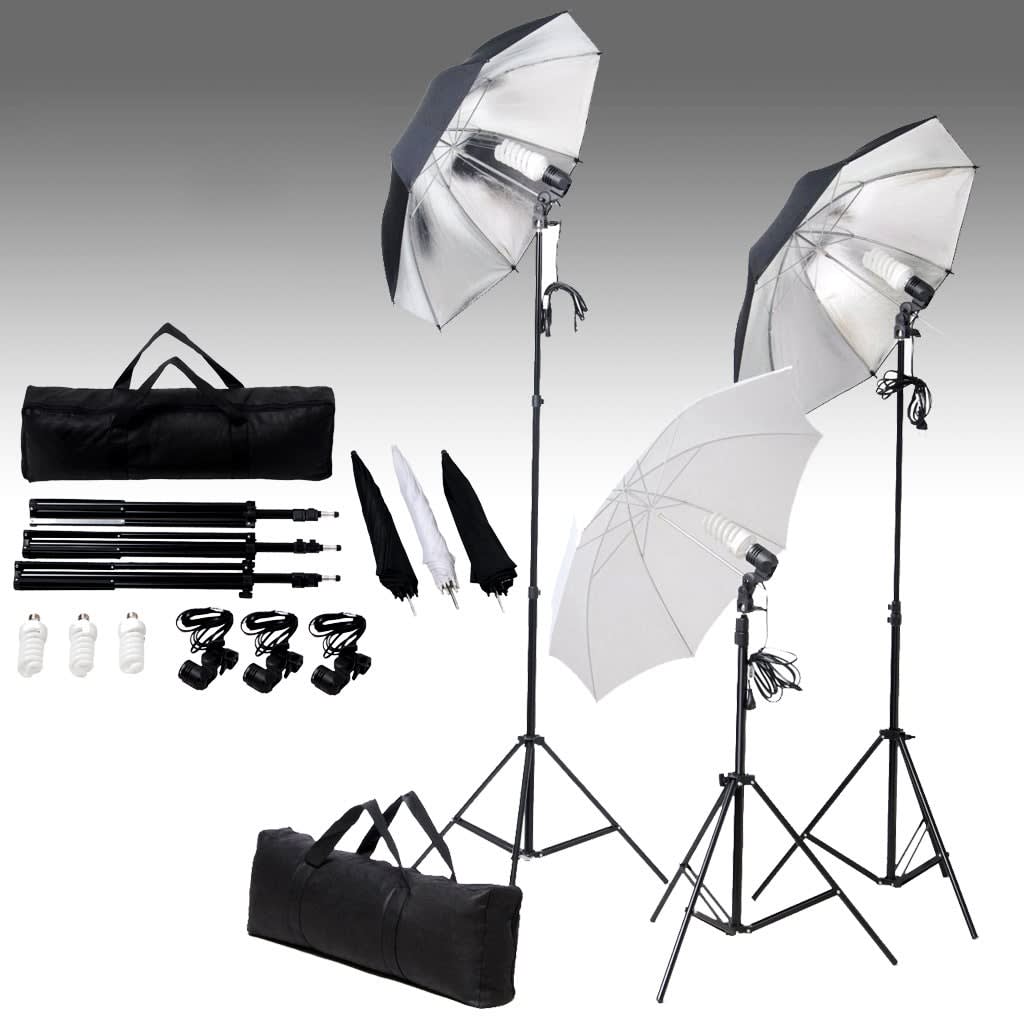 Fotostudiosett med bakgrunn og lyssett