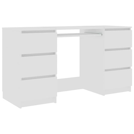 Skrivebord hvit 140x50x77 cm konstruert tre