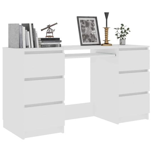 Skrivebord hvit 140x50x77 cm konstruert tre