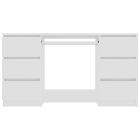 Skrivebord hvit 140x50x77 cm konstruert tre