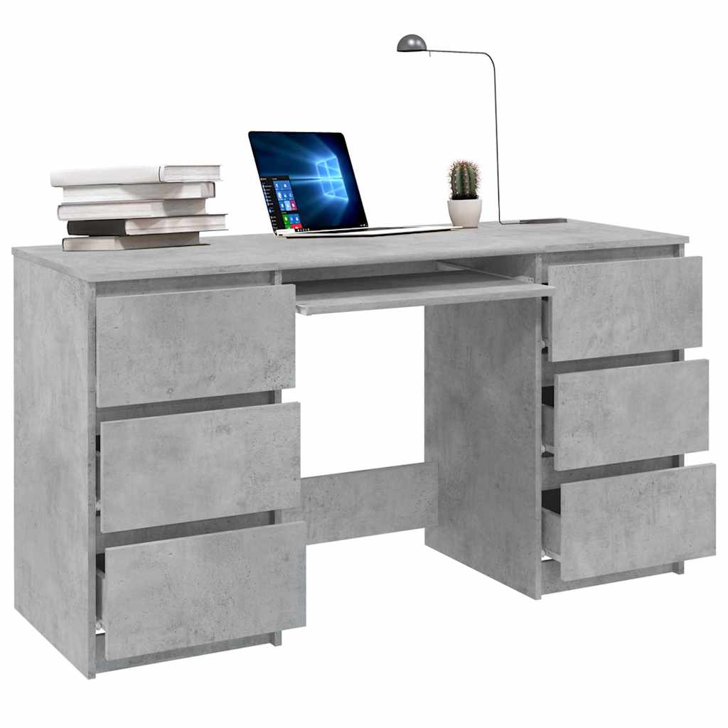 Skrivebord betonggrå 140x50x77 cm konstruert tre