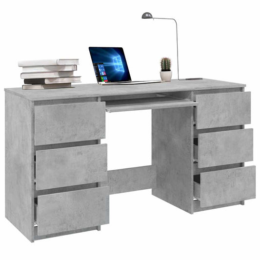Skrivebord betonggrå 140x50x77 cm konstruert tre