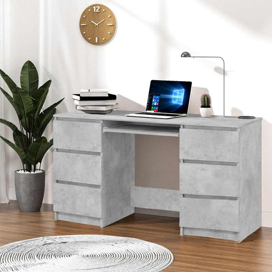 Skrivebord betonggrå 140x50x77 cm konstruert tre