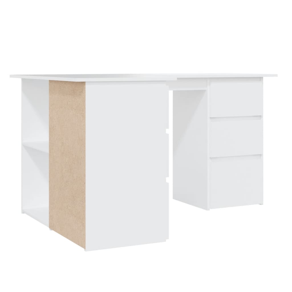 Skrivebord for hjørne hvit 145x100x76 cm konstruert tre