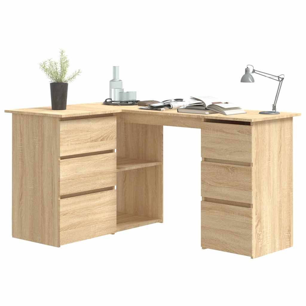 Skrivebord for hjørne sonoma eik 145x100x76 cm konstruert tre vidaXL