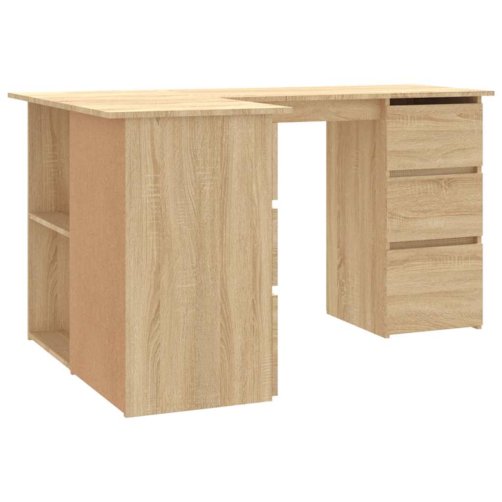 Skrivebord for hjørne sonoma eik 145x100x76 cm konstruert tre vidaXL