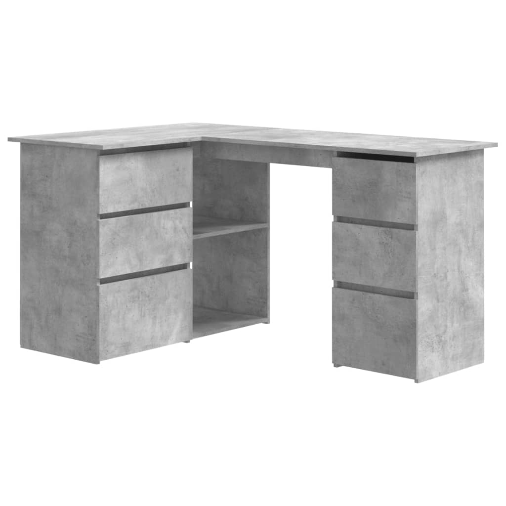 Skrivebord for hjørne betonggrå 145x100x76 cm konstruert tre