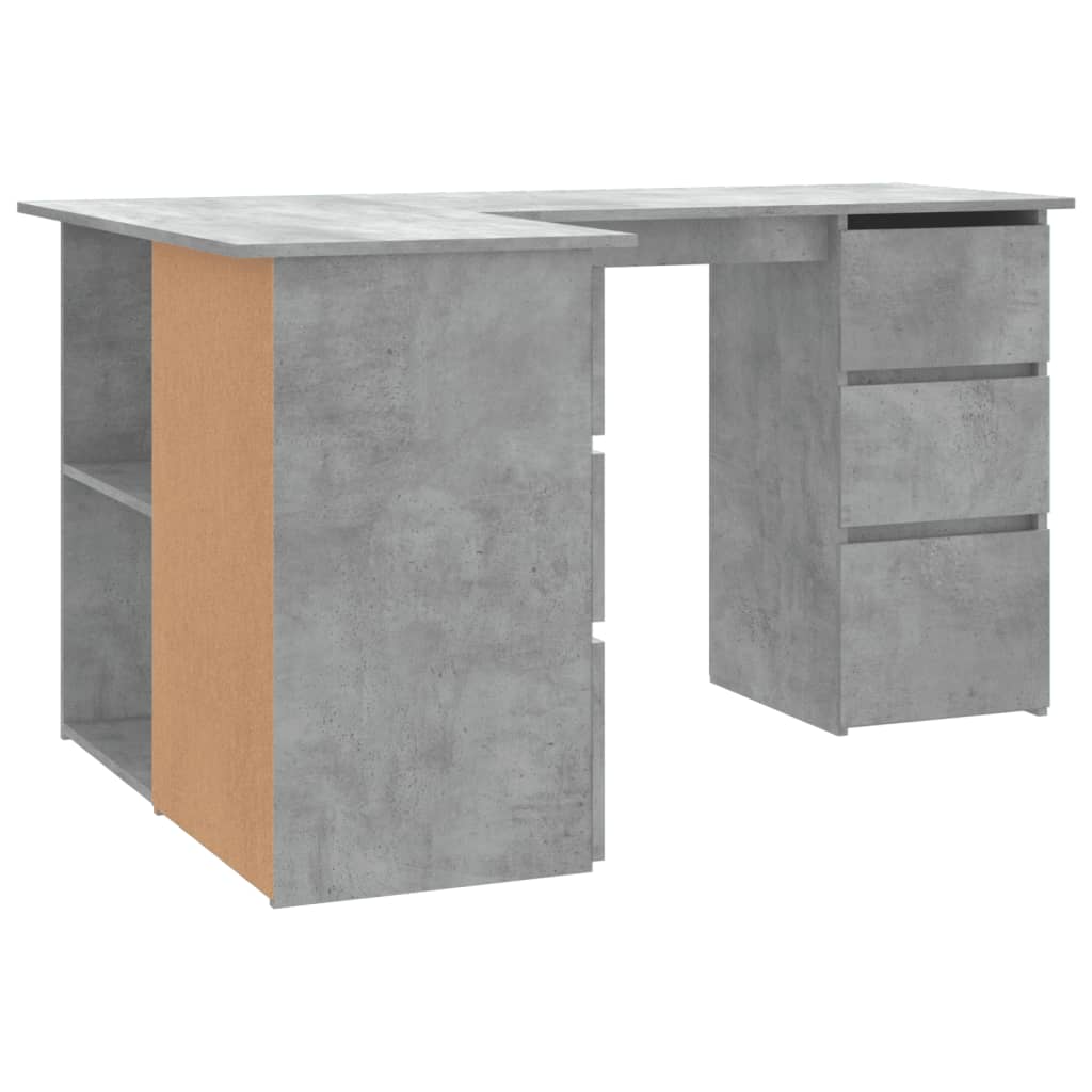Skrivebord for hjørne betonggrå 145x100x76 cm konstruert tre