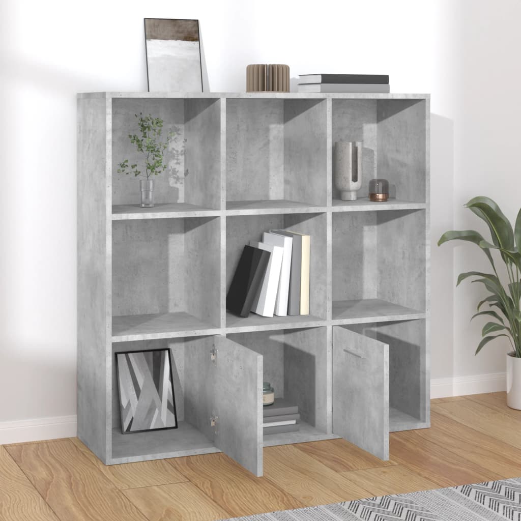 Bokhylle betonggrå 98x30x98 cm konstruert tre