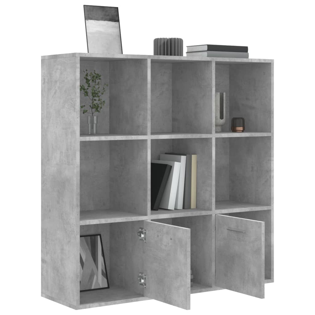 Bokhylle betonggrå 98x30x98 cm konstruert tre