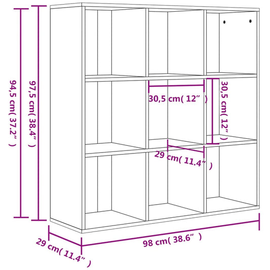 Bokhylle sonoma eik 98x29x97,5 cm konstruert tre