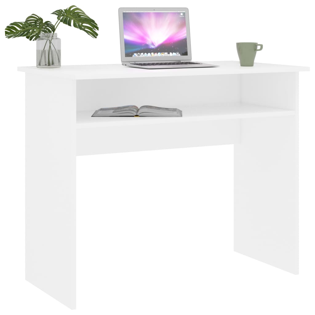 Skrivebord hvit 90x50x74 cm konstruert tre