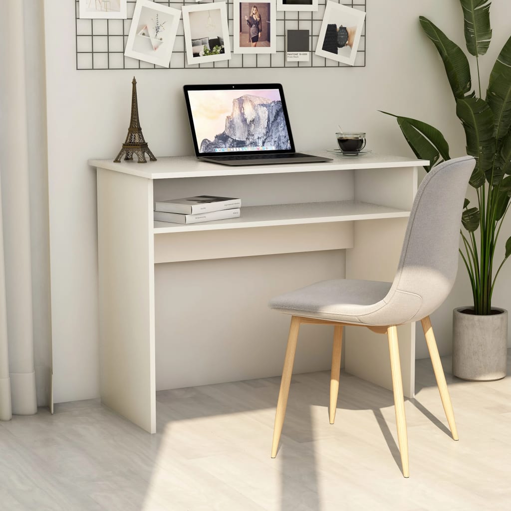 Skrivebord hvit 90x50x74 cm konstruert tre