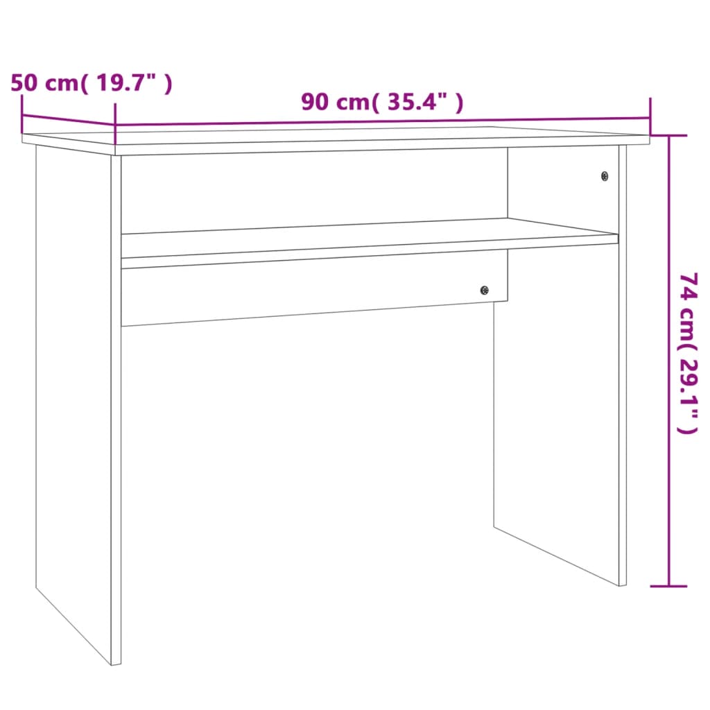 Skrivebord betonggrå 90x50x74 cm konstruert tre