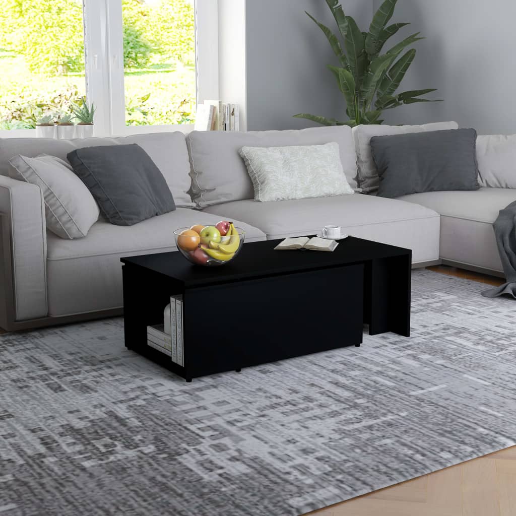 Salongbord svart 150x50x35 cm konstruert tre