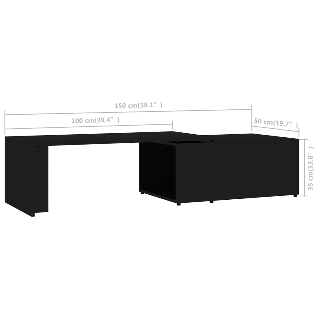 Salongbord svart 150x50x35 cm konstruert tre