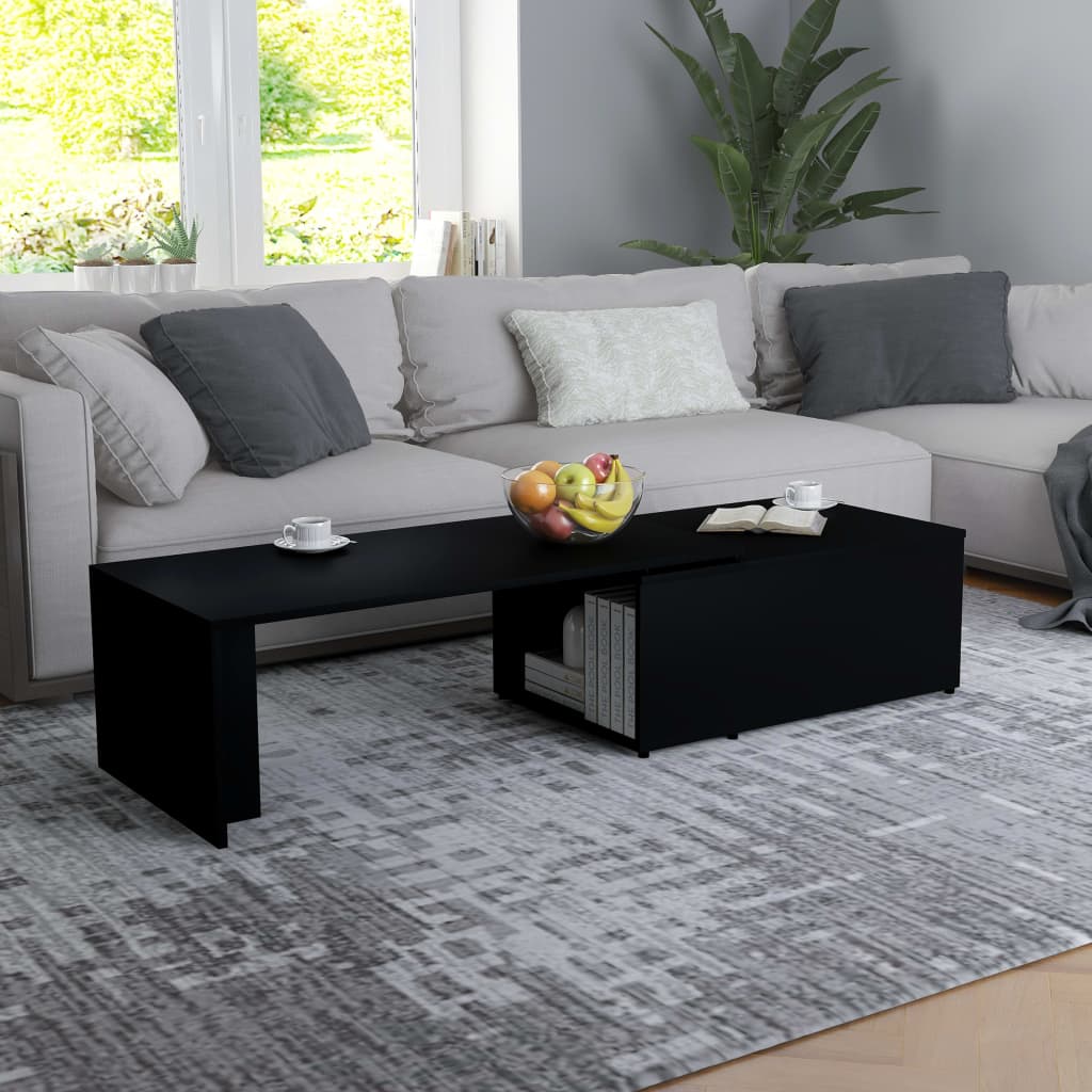 Salongbord svart 150x50x35 cm konstruert tre