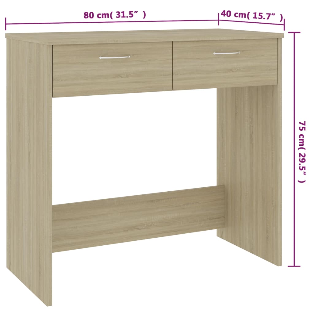 Skrivebord sonoma eik 80x40x75 cm konstruert tre