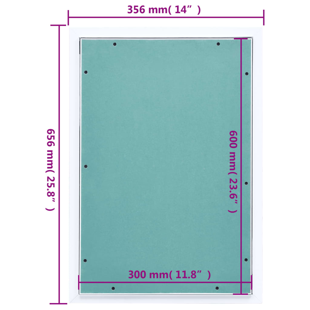 Inspeksjonsluke med aluminiumsramme og gipsplate 300x600 mm