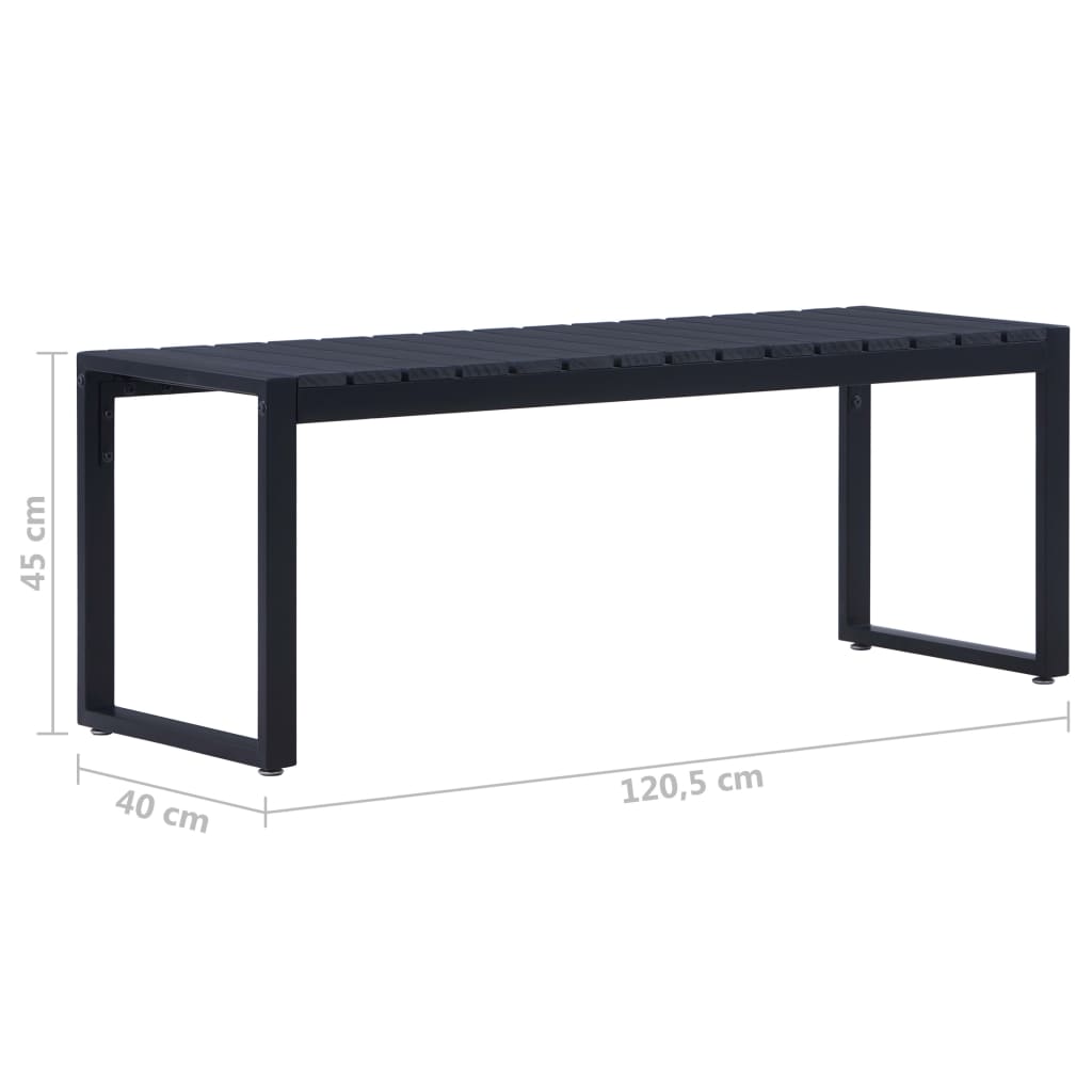 Hagebenk 120,5 cm PS-brett svart