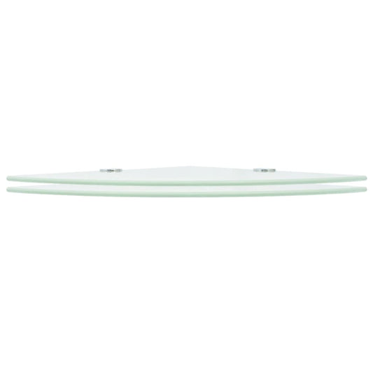 Hjørnehyller 2 stk med kromstøtter glass hvit 25x25 cm