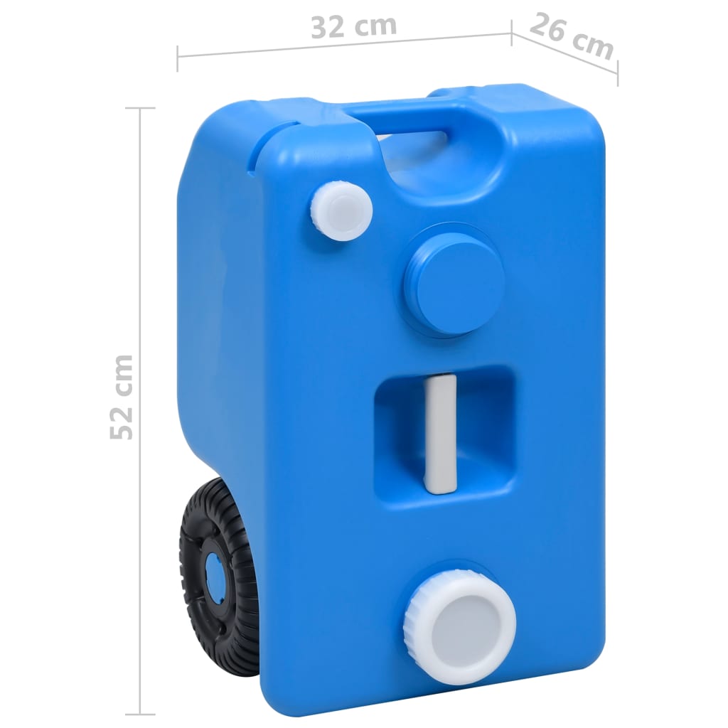 Vanntank med hjul for camping 25 L blå vidaXL