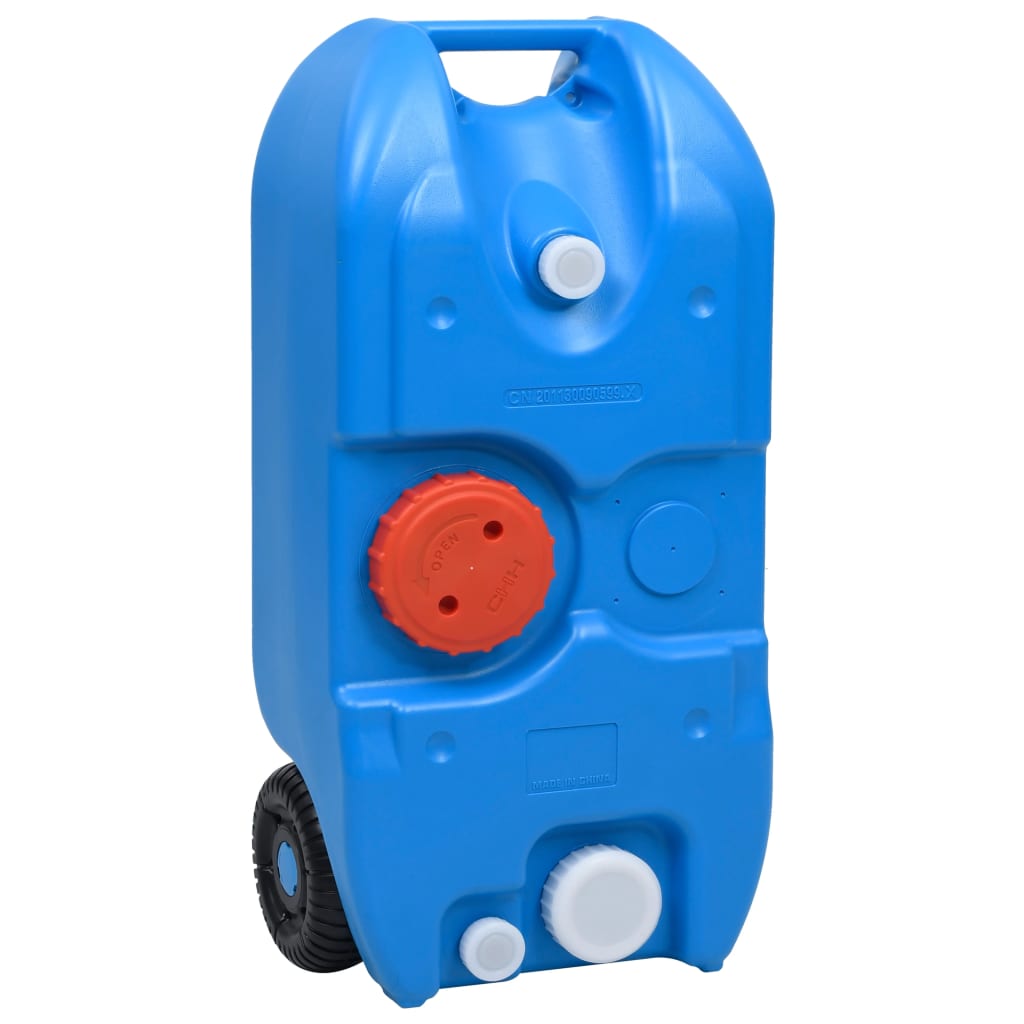 Vanntank med hjul for camping 40 L blå vidaXL