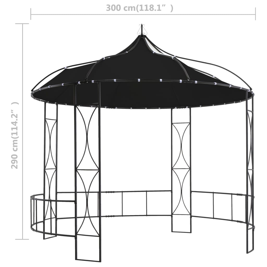 Paviljong 300x290 cm antrasitt rund