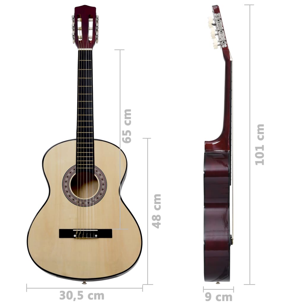 Klassisk gitar for nybegynnere 4/4 39" lind