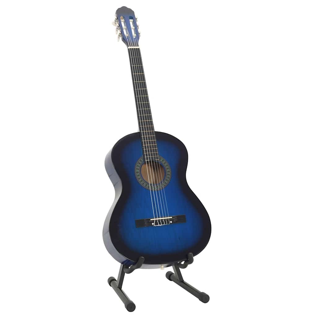 Klassisk gitar nybegynnersett 12 deler 4/4 39" blå