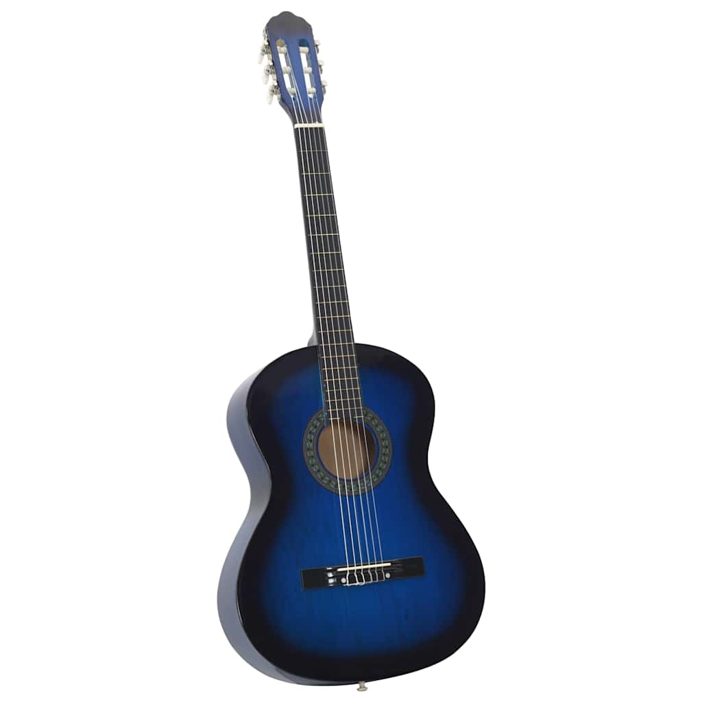 Klassisk gitar nybegynnersett 12 deler 4/4 39" blå
