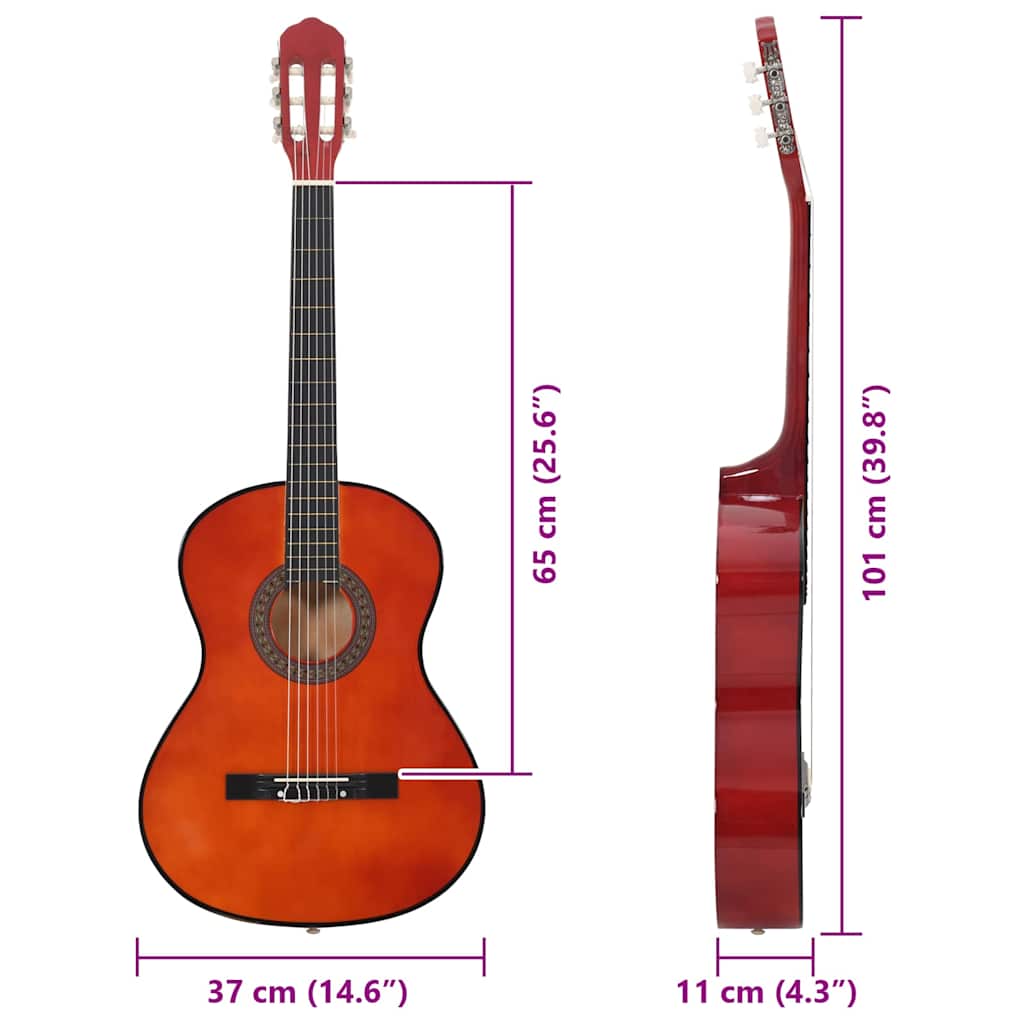 Klassisk gitar for nybegynnere 4/4 39" lind