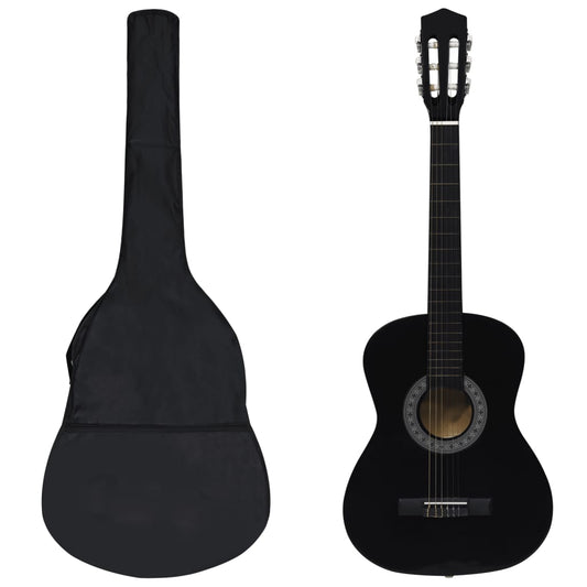 Klassisk gitar sett for nybegynnere 8 deler 3/4 36" svart