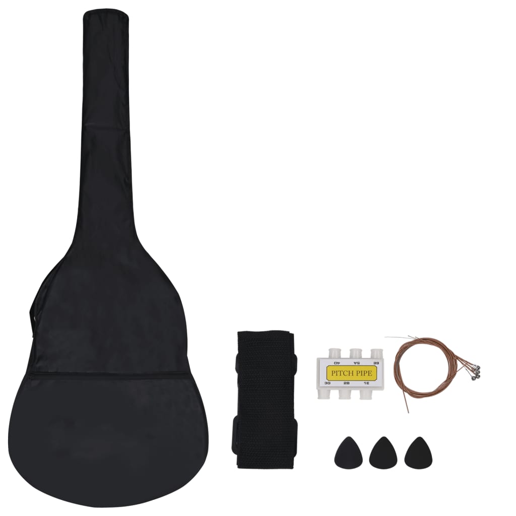 Klassisk gitar sett for nybegynnere 8 deler 3/4 36" svart