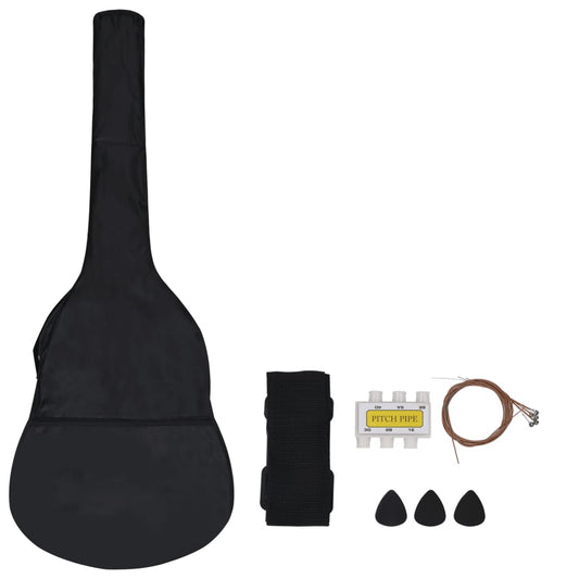 Klassisk gitar sett for nybegynnere 8 deler 3/4 36" svart
