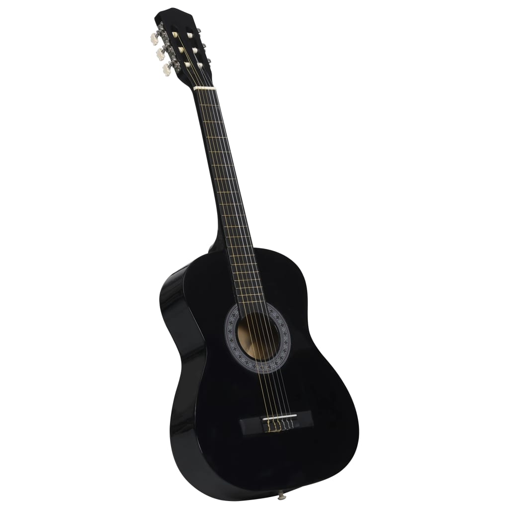 Klassisk gitar sett for nybegynnere 8 deler 3/4 36" svart